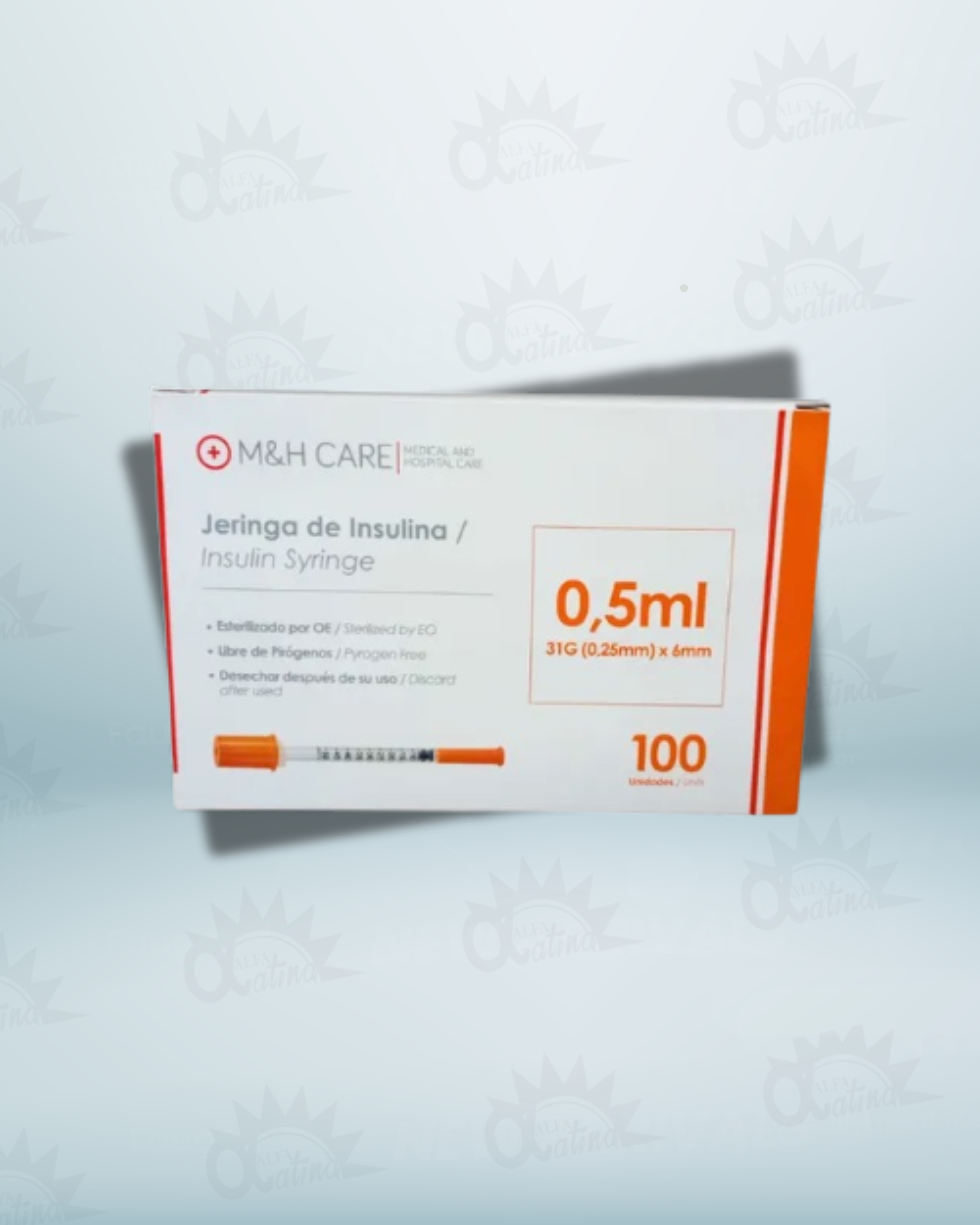 JERINGA DE INSULINA 0,5 ML 31G (0,25MM) 6 MM. CAJA X 100